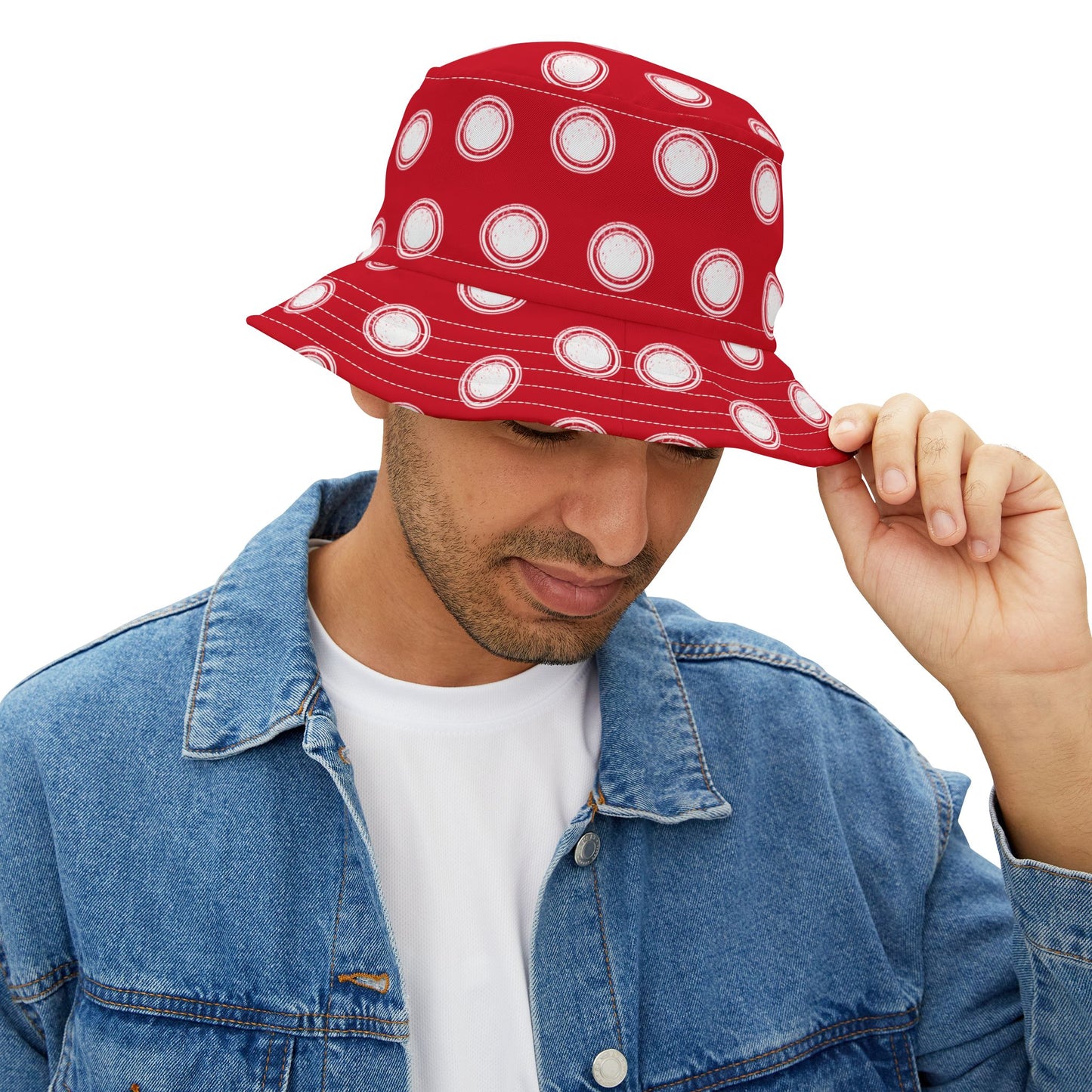 Minimal Vibes Bucket Hat – Red & White