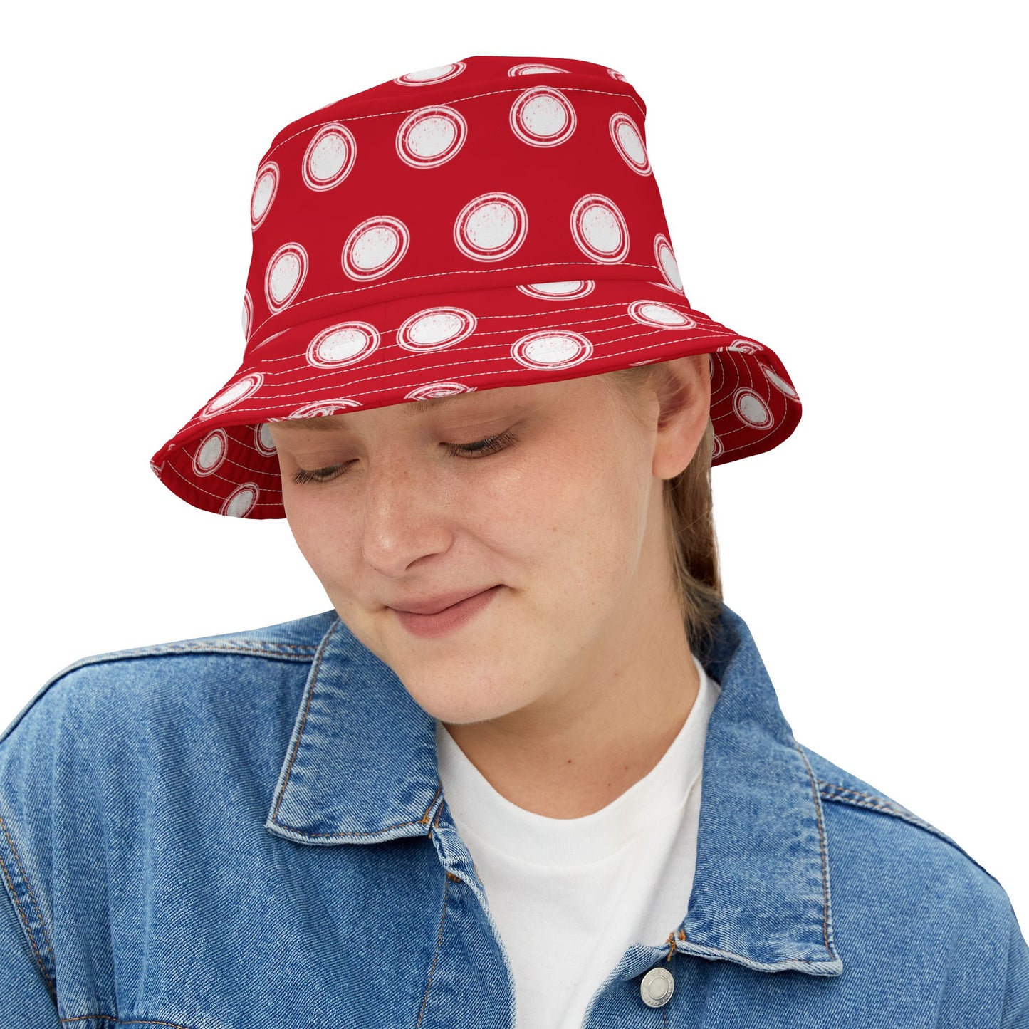 Minimal Vibes Bucket Hat – Red & White